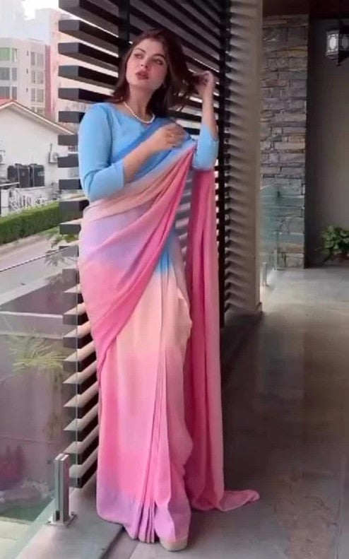 Rang-e-Bahar Stitched Chiffon Saree
