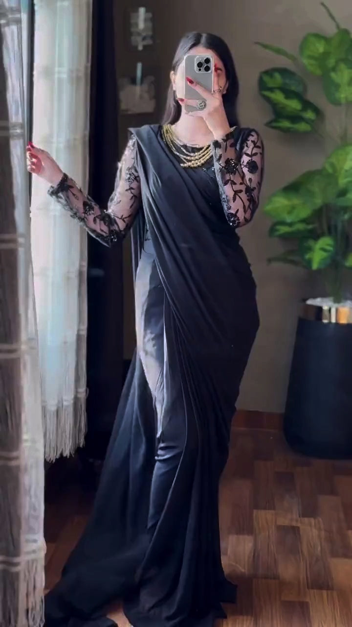 Graceful Embellished Chiffon Pallu Saree