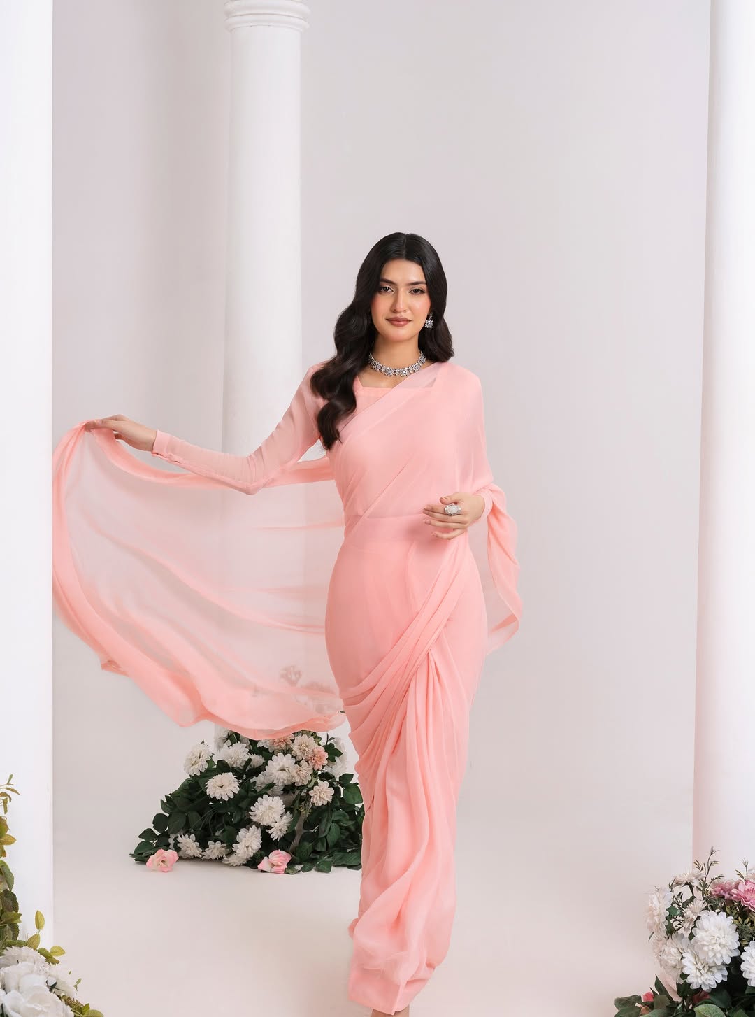 Gulbahaar Stitched Chiffon Saree