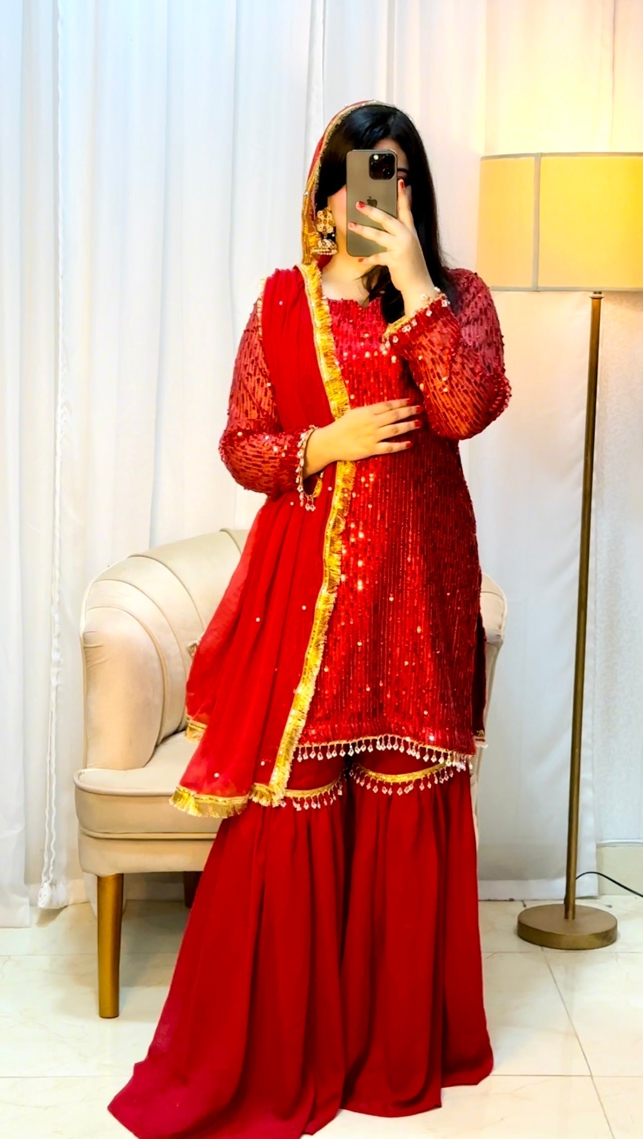 RUBY RED SEQUIN GARRARA SET