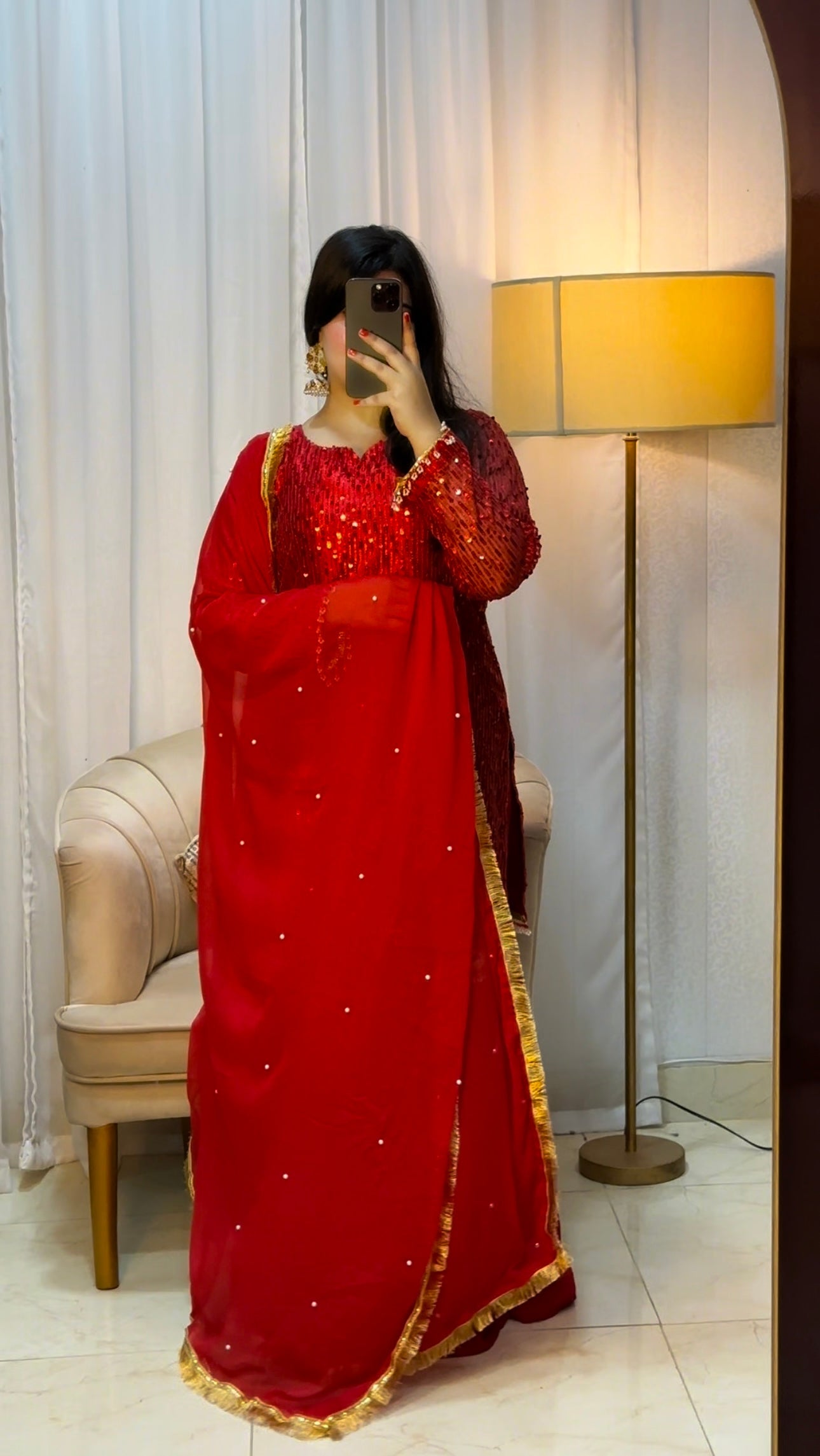RUBY RED SEQUIN GARRARA SET
