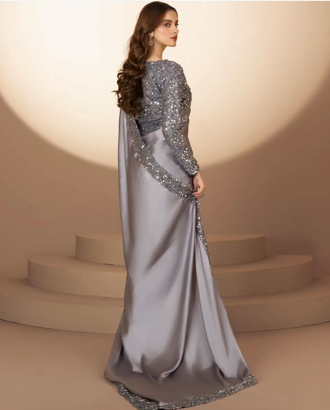 Elegant Stitched Moonlight Silk Saree