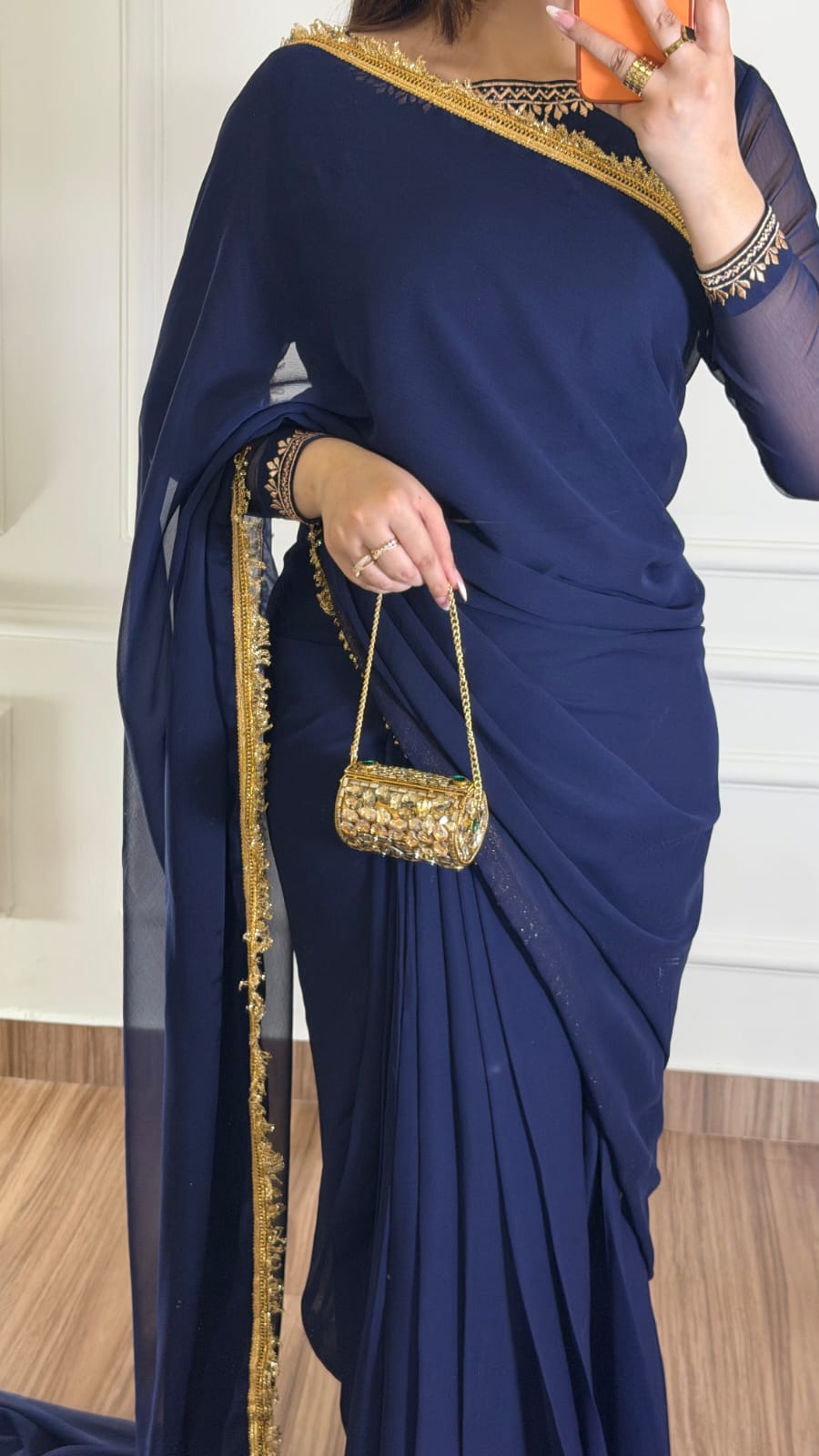 Noor-e-Nazakat β Stitched Chiffon Saree