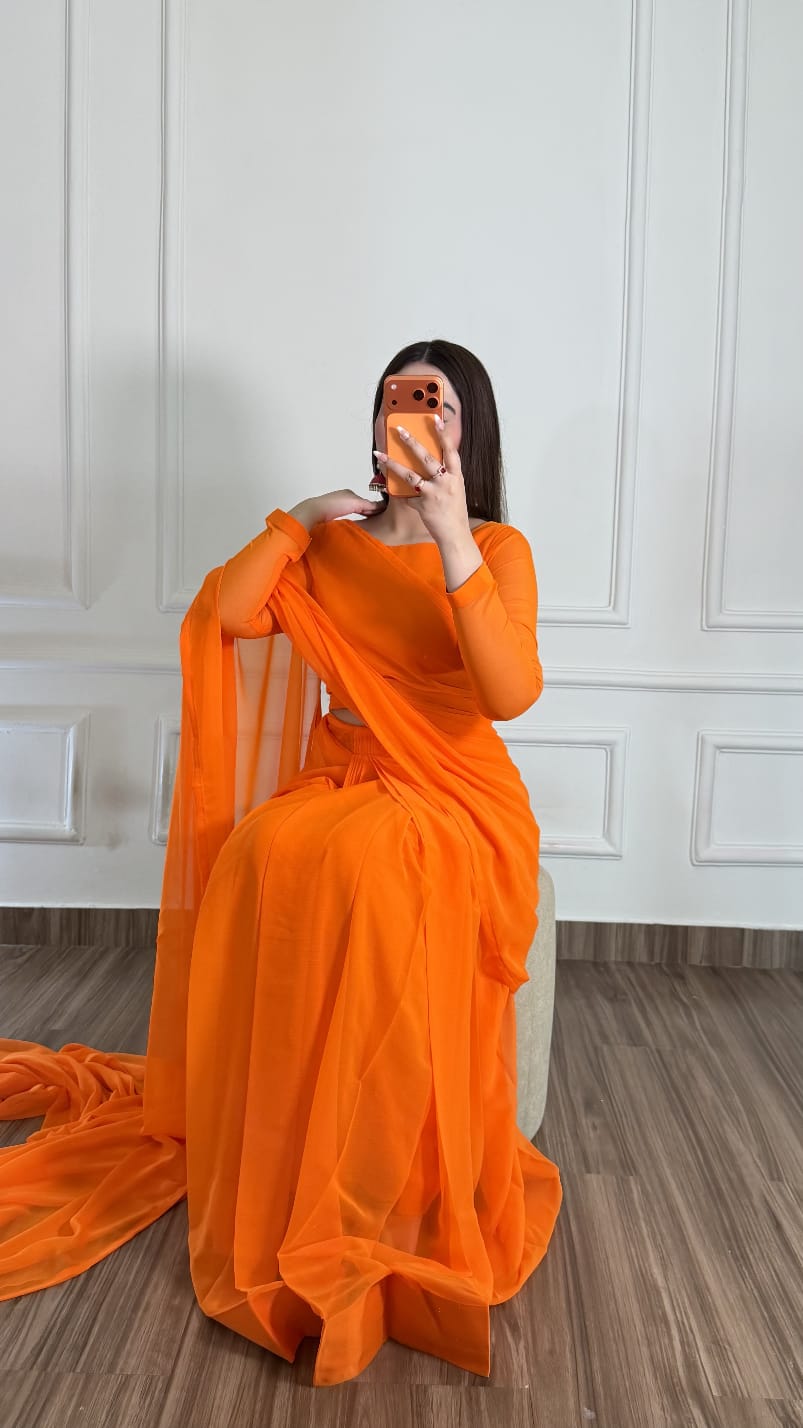 Husn-e-Sukoon Stitched Chiffon Saree