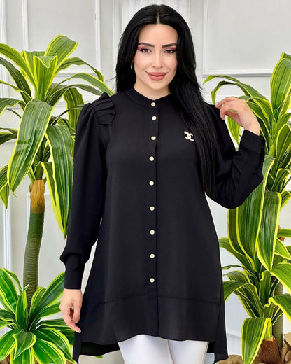 Stylish Button Co-ord Tunic with Pleated Shoulders