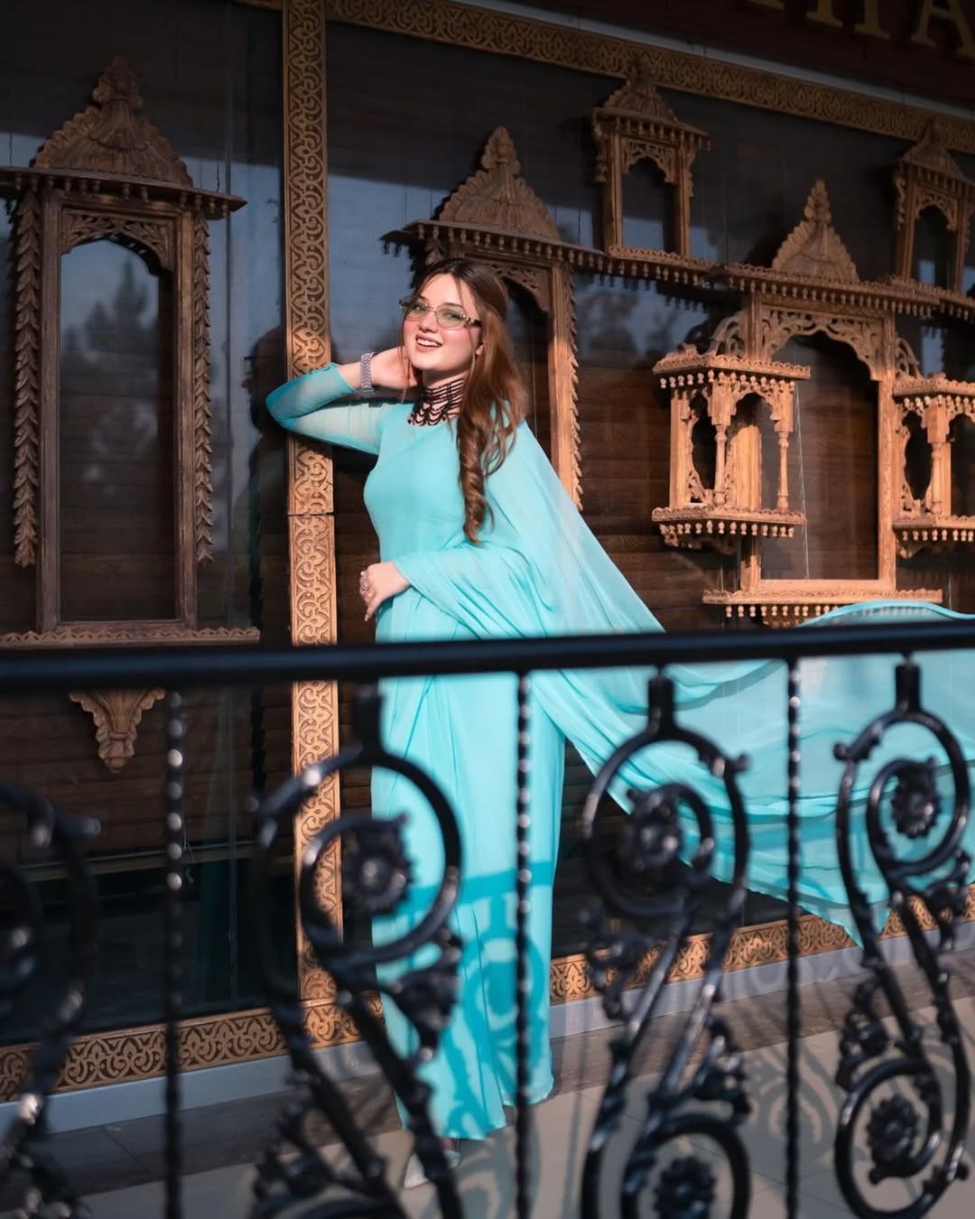 Aqua Blue Elegant Chiffon Saree