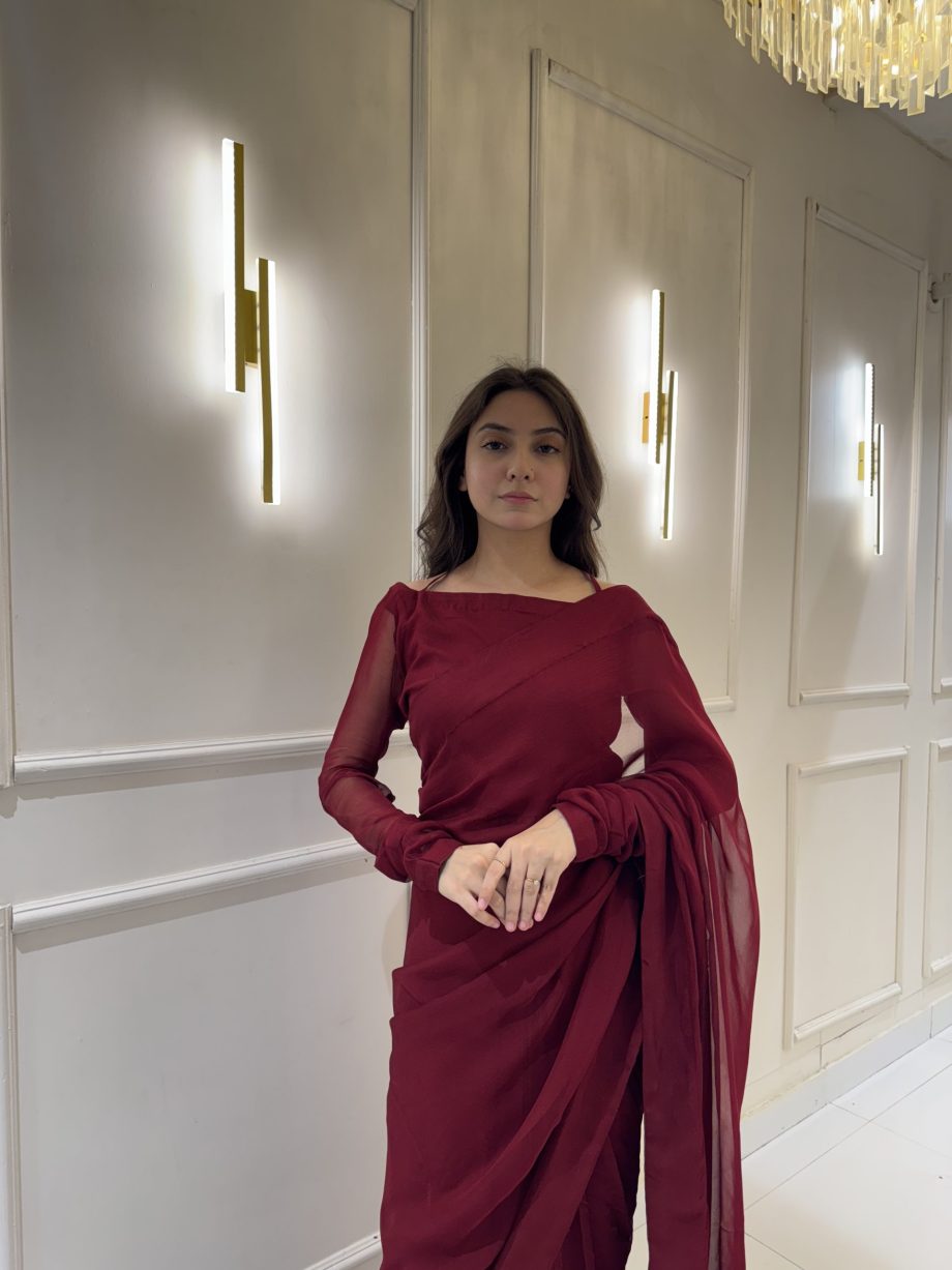 Gulnaar Stitched Chiffon Saree