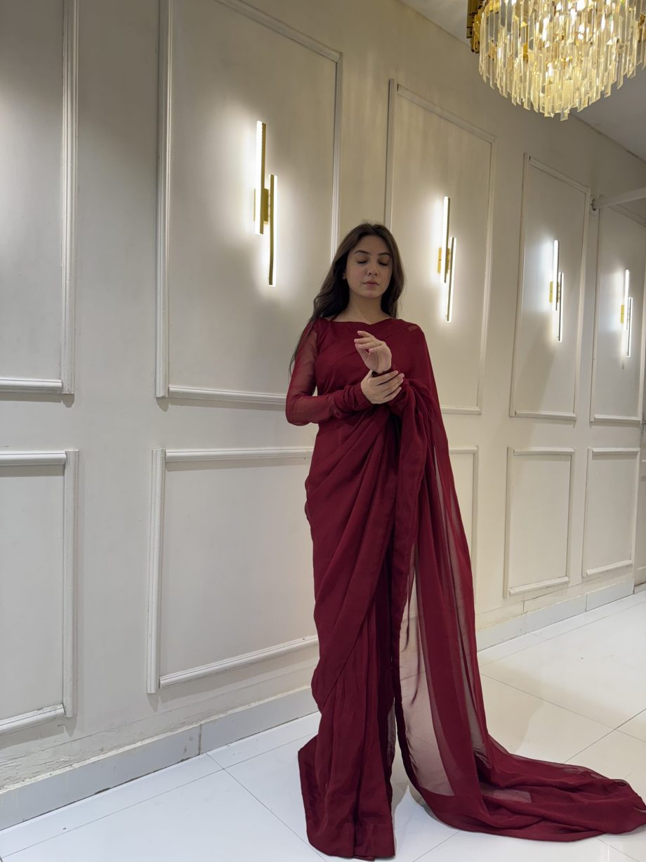 Gulnaar Stitched Chiffon Saree