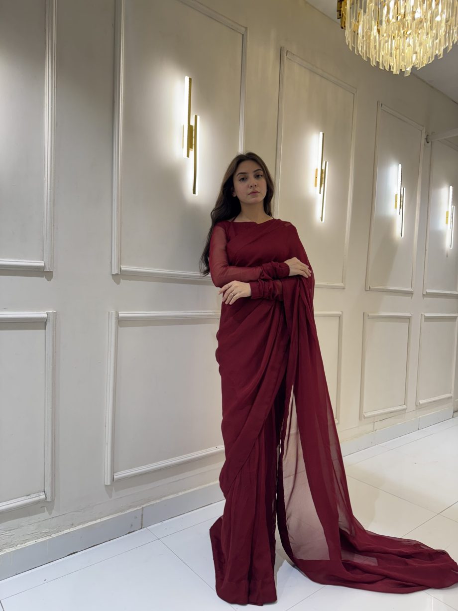 Gulnaar Stitched Chiffon Saree