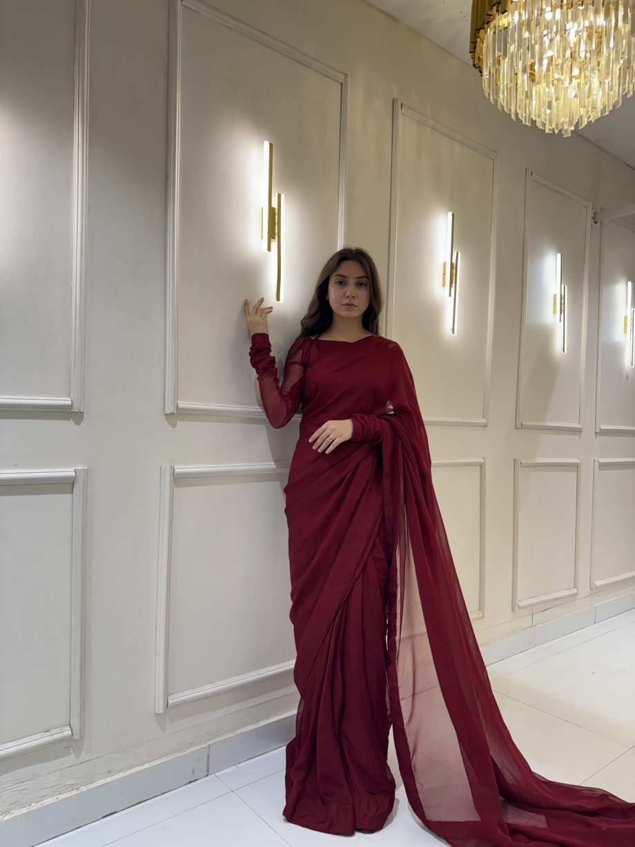 Gulnaar Stitched Chiffon Saree