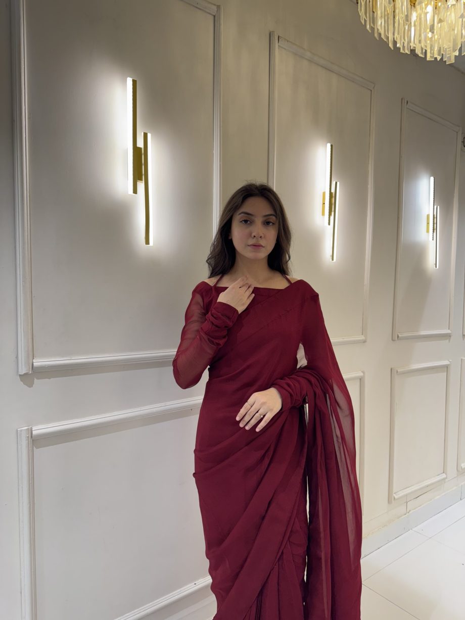 Gulnaar Stitched Chiffon Saree