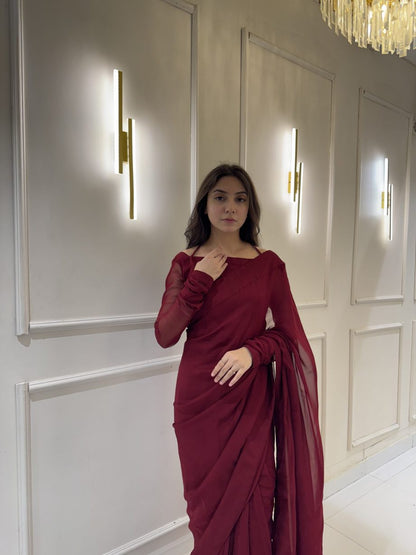 Gulnaar Stitched Chiffon Saree