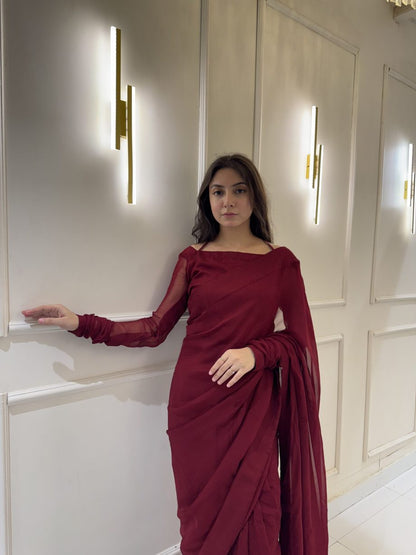 Gulnaar Stitched Chiffon Saree