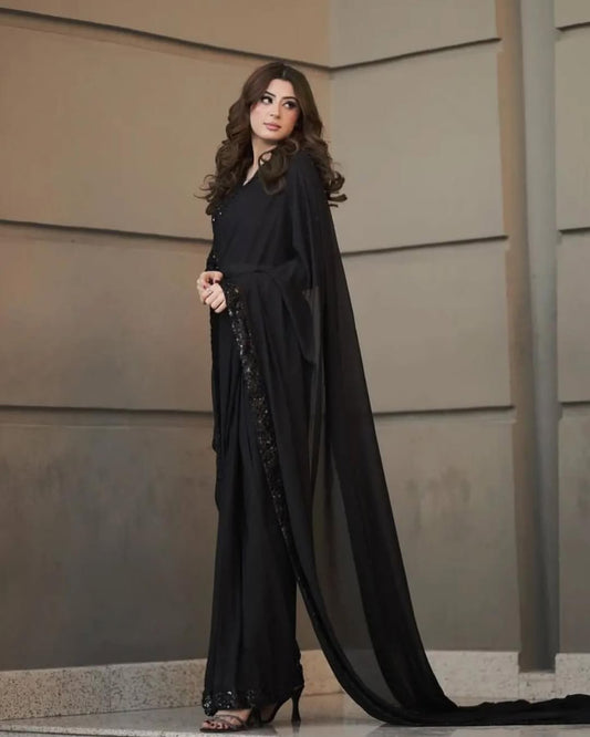 Noor-e-Siyah Stitched Chiffon Saree