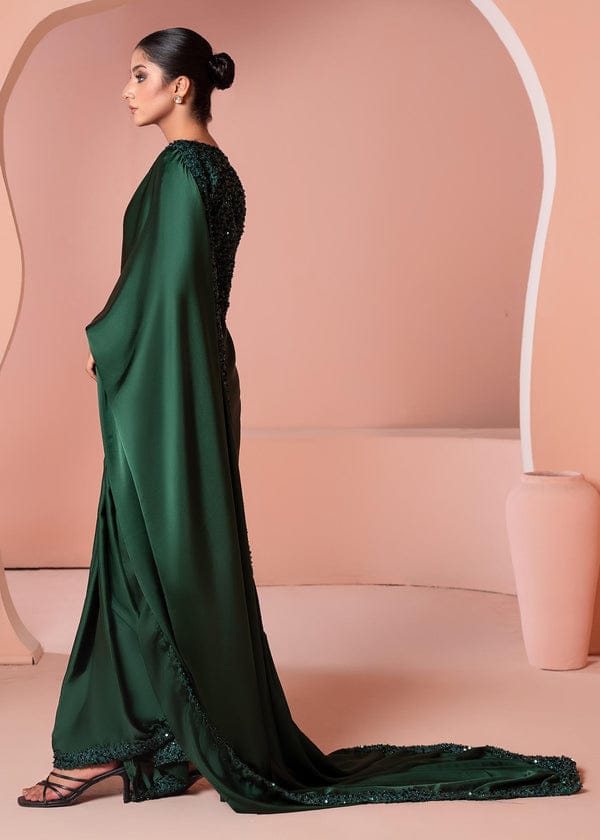 Elegant Stitched Moonlight Silk Saree Deep Green