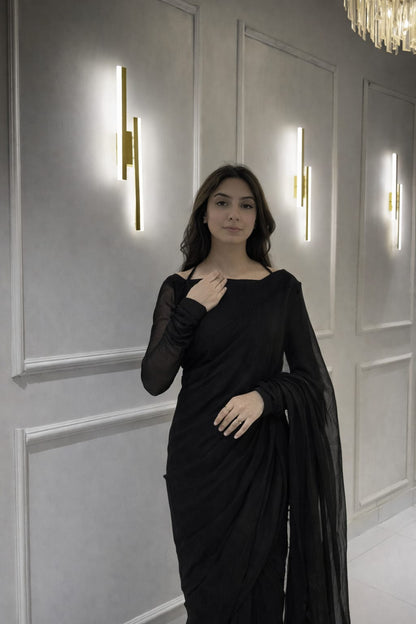 Gulnaar Stitched Chiffon Saree