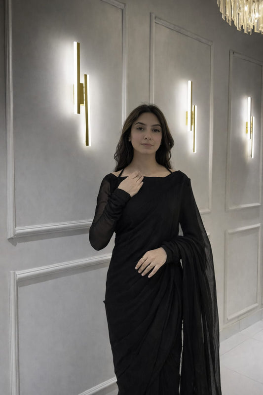 Gulnaar Stitched Chiffon Saree