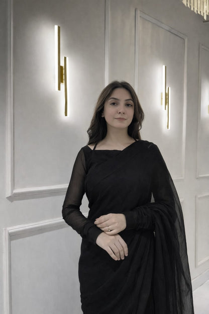 Gulnaar Stitched Chiffon Saree