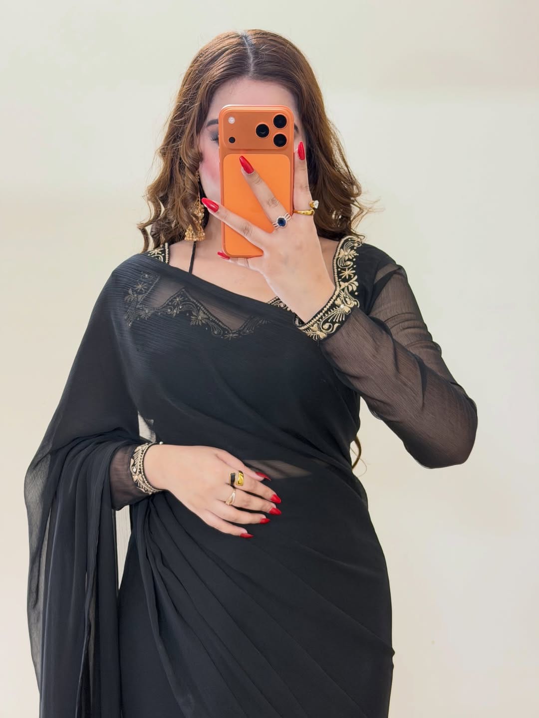 Premium Plain Black Party Wear Saree