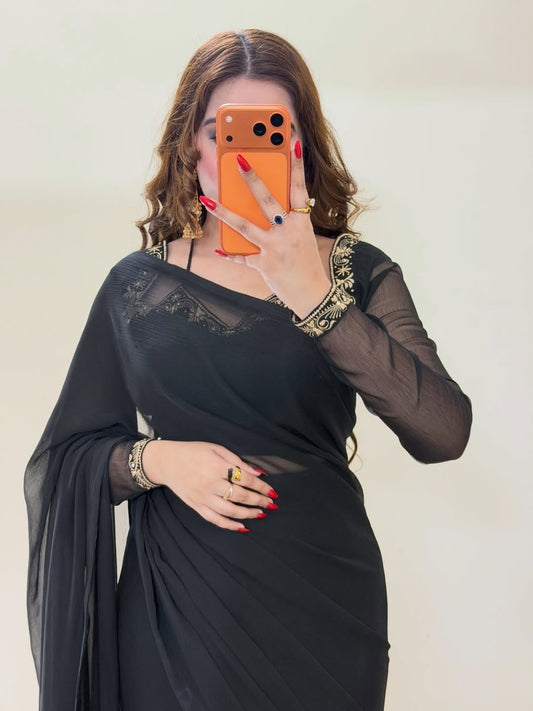Premium Plain Party Wear Saree