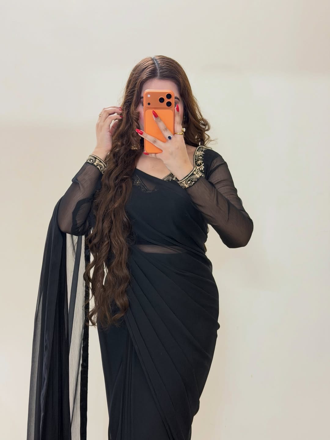 Premium Plain Black Party Wear Saree