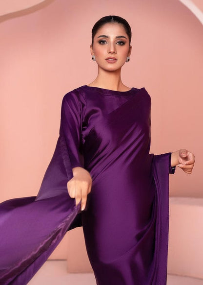 Purple Stitched Plain Silk Saree