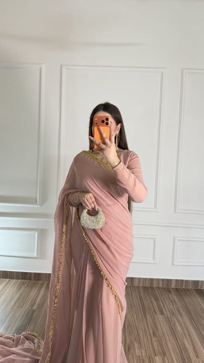Noor-e-Nazakat – Stitched Chiffon Saree