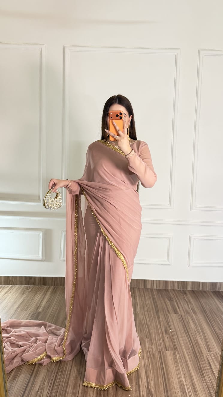 Noor-e-Nazakat – Stitched Chiffon Saree