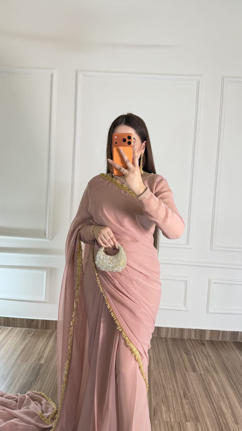 Noor-e-Nazakat – Stitched Chiffon Saree