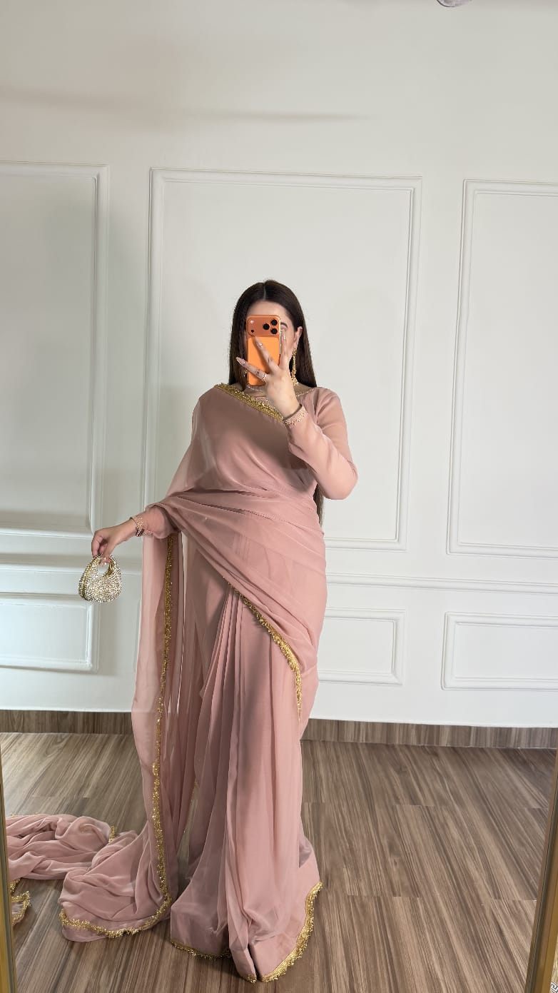Noor-e-Nazakat – Stitched Chiffon Saree – DRESSIFY SHOPS