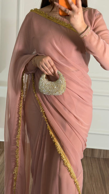 Noor-e-Nazakat – Stitched Chiffon Saree