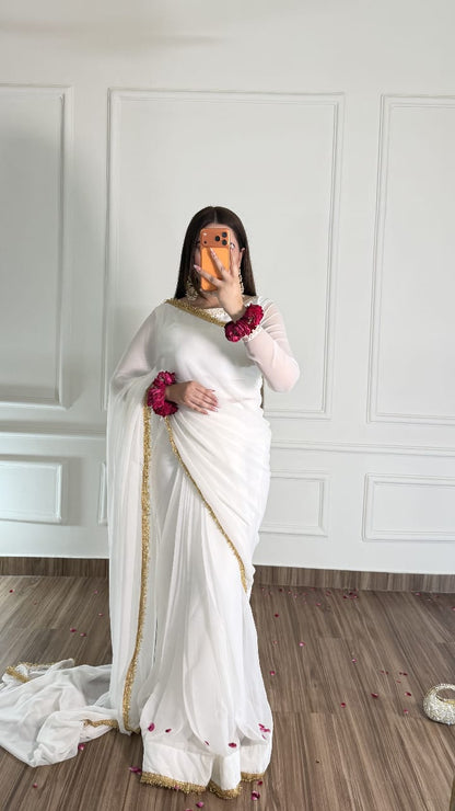 Noor-e-Nazakat – Stitched Chiffon Saree