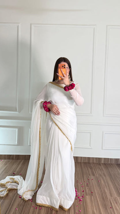 Noor-e-Nazakat – Stitched Chiffon Saree