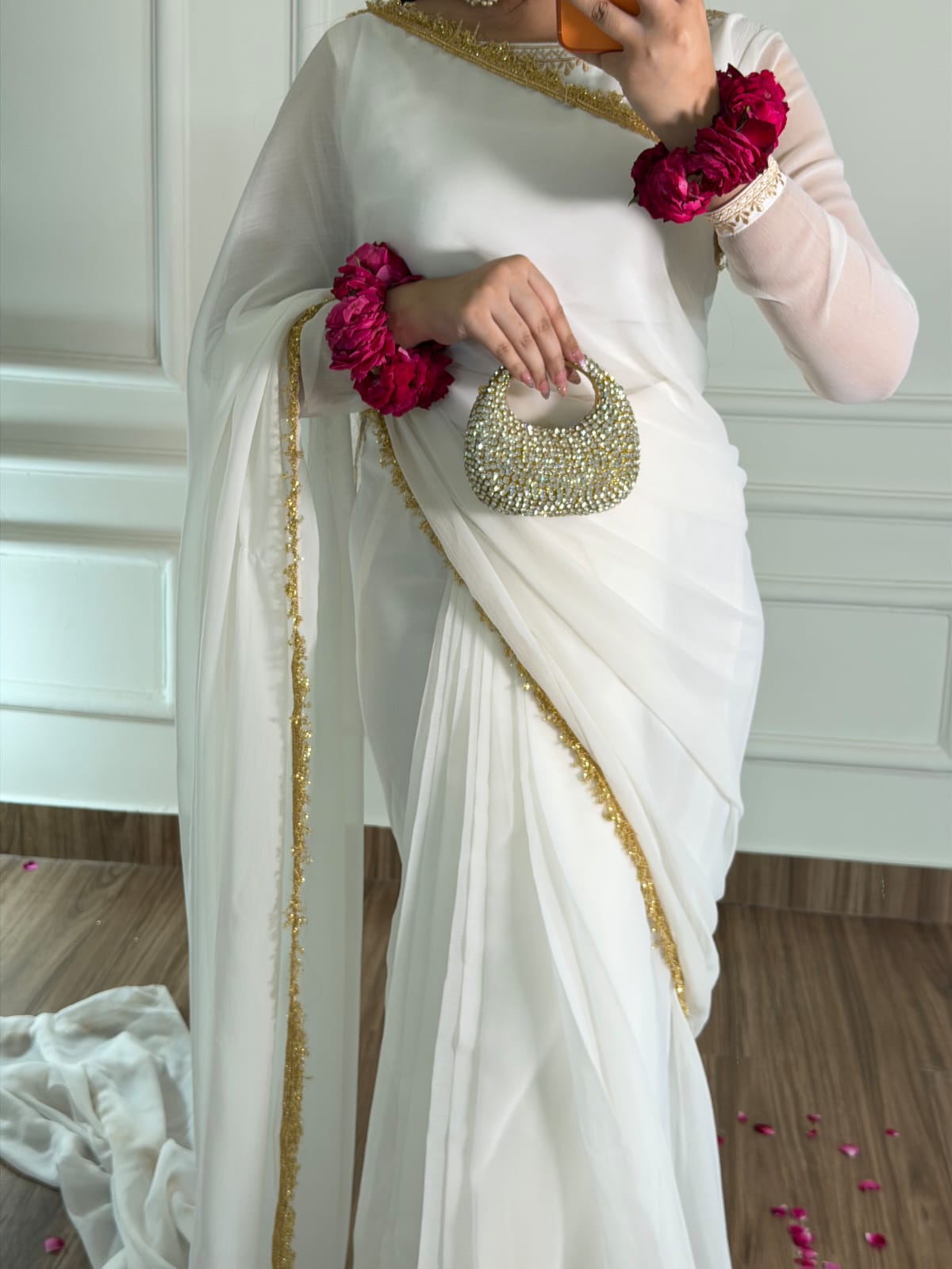 Noor-e-Nazakat – Stitched Chiffon Saree