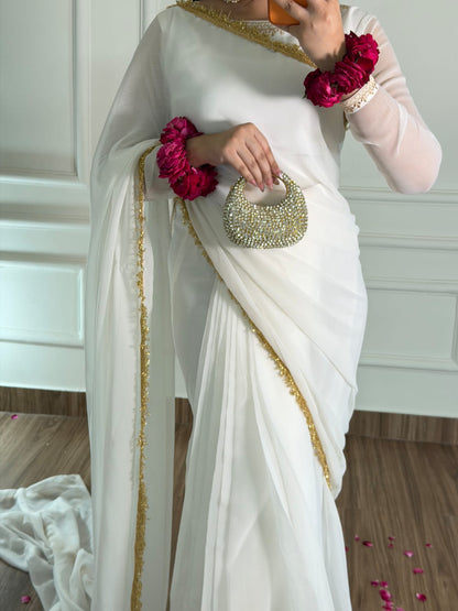Noor-e-Nazakat – Stitched Chiffon Saree
