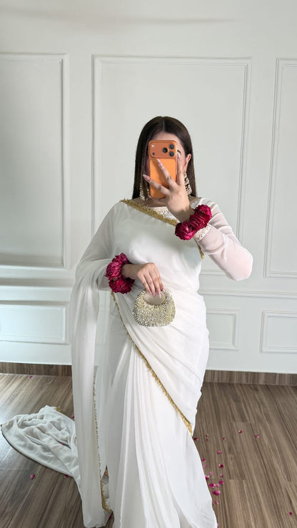 Noor-e-Nazakat – Stitched Chiffon Saree