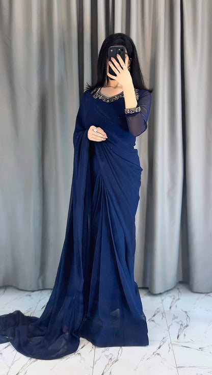 Premium Plain Party Wear Saree