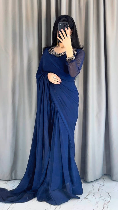 Premium Plain Party Wear Saree
