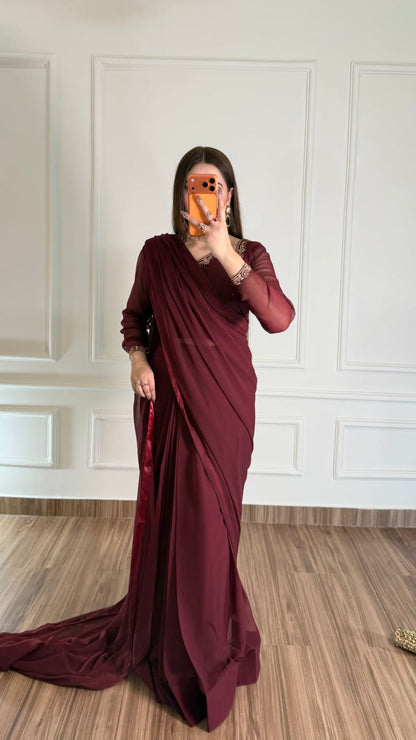 Premium Plain Party Wear Saree