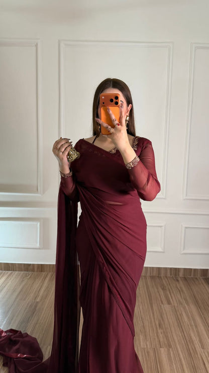 Premium Plain Party Wear Saree