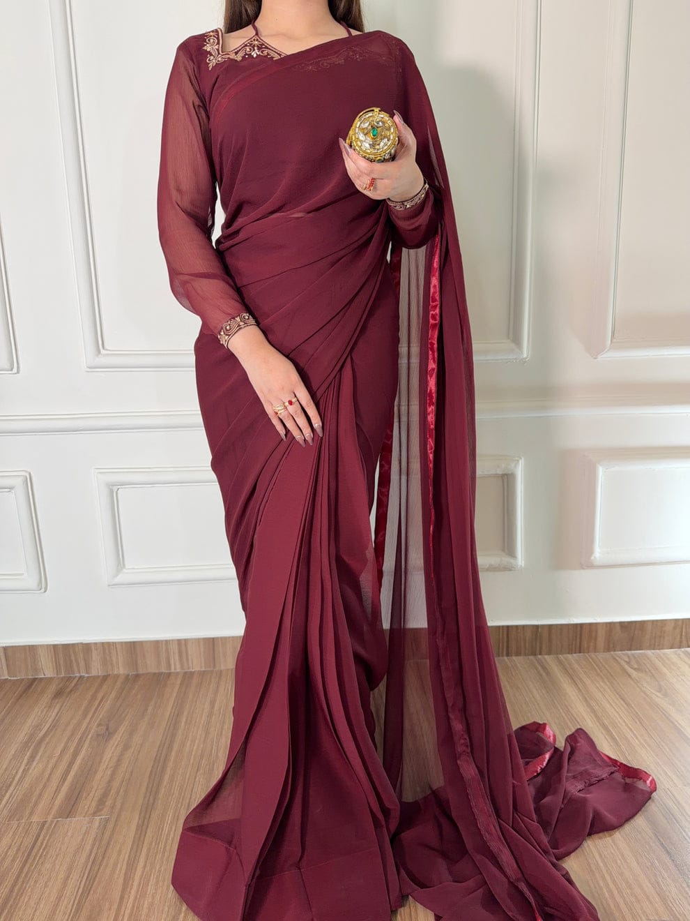 Premium Plain Party Wear Saree