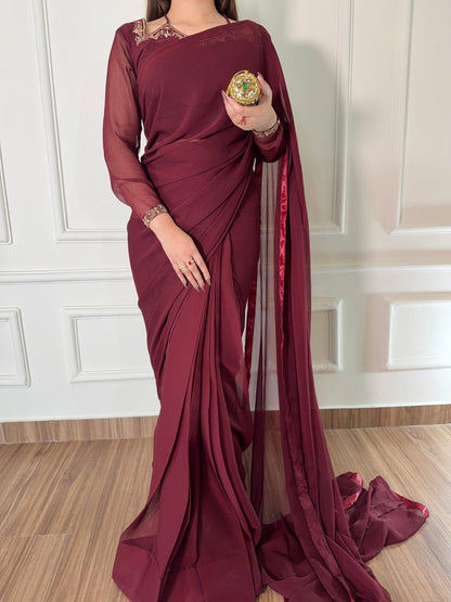 Premium Plain Party Wear Saree
