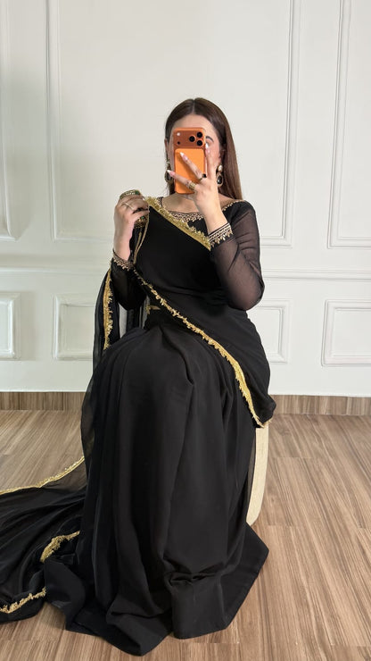 Noor-e-Nazakat – Stitched Chiffon Saree