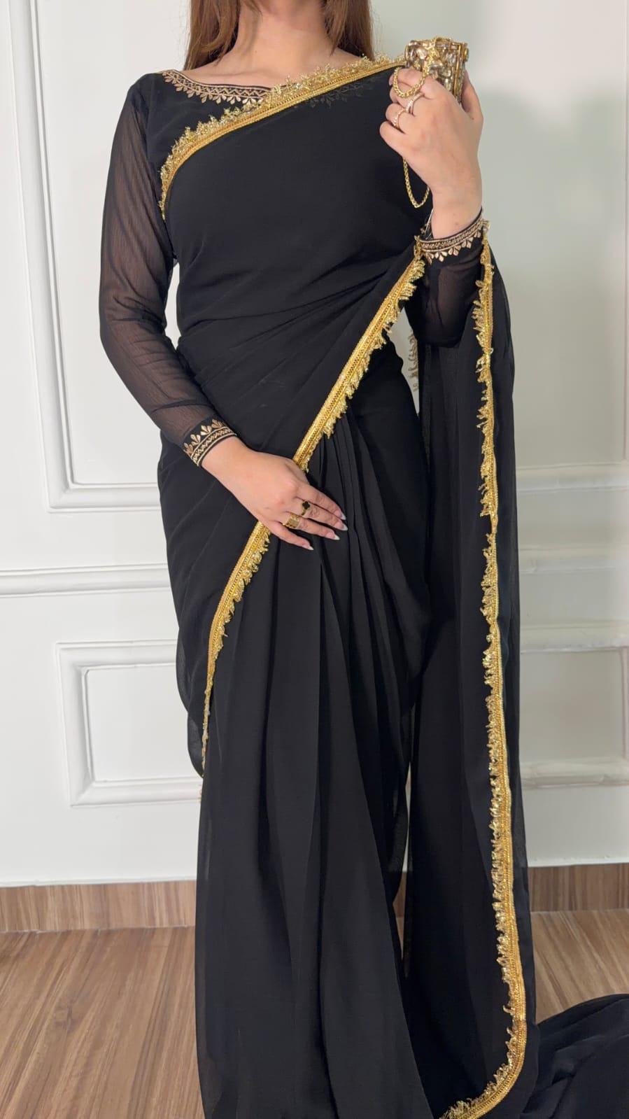 Noor-e-Nazakat – Stitched Chiffon Saree