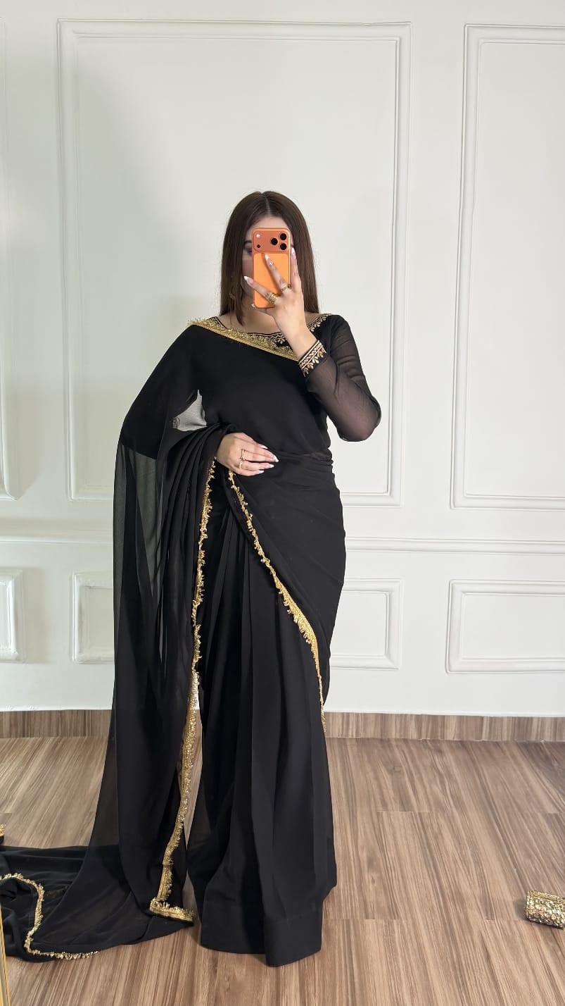Noor-e-Nazakat – Stitched Chiffon Saree