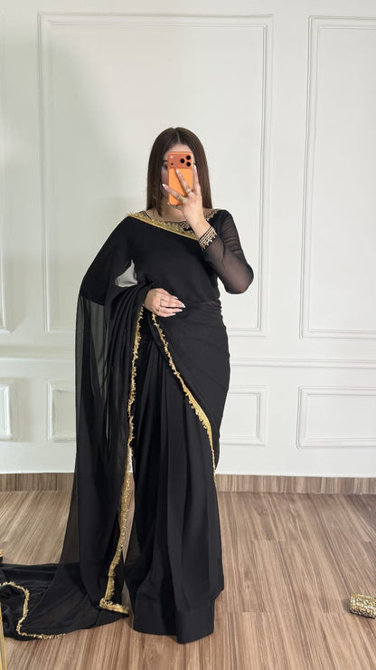 Noor-e-Nazakat – Stitched Chiffon Saree