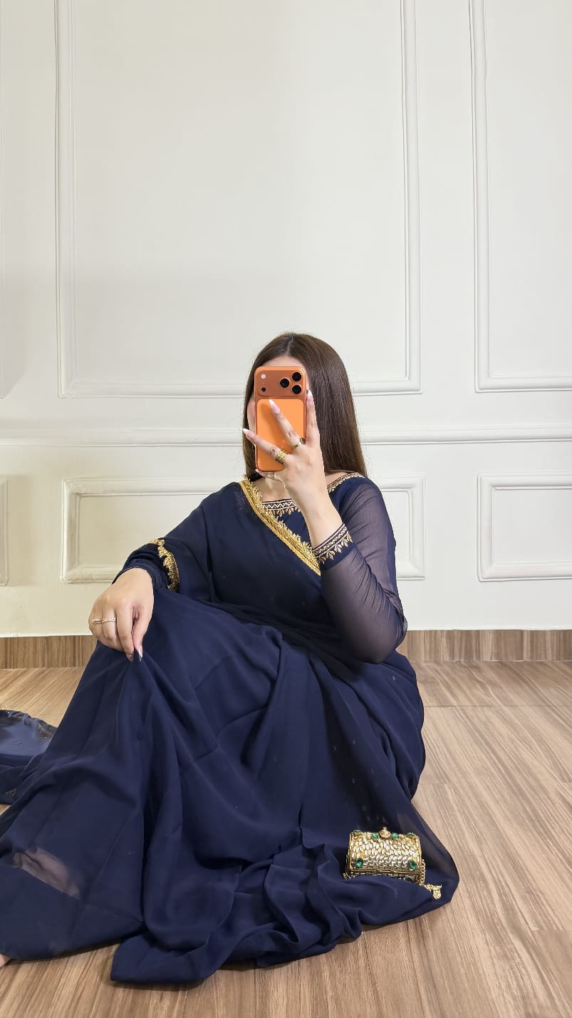 Noor-e-Nazakat – Stitched Chiffon Saree