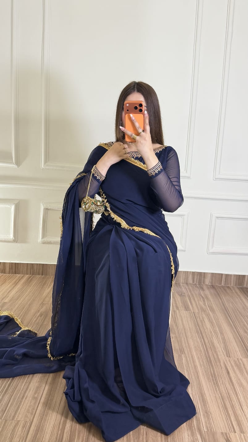 Noor-e-Nazakat – Stitched Chiffon Saree