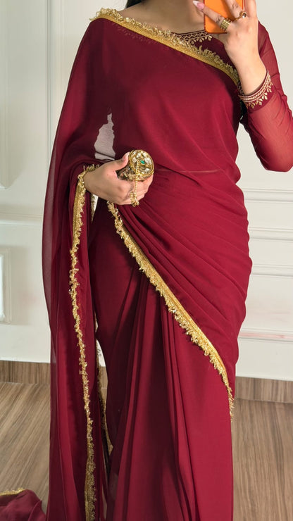 Noor-e-Nazakat – Stitched Chiffon Saree