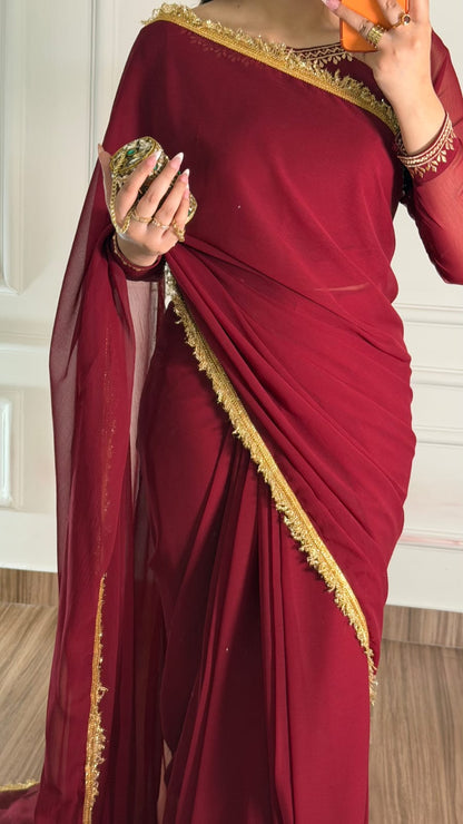 Noor-e-Nazakat – Stitched Chiffon Saree